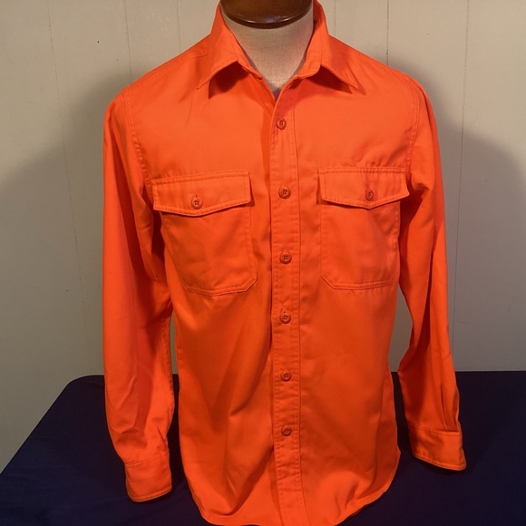 L L Bean button down Field Shirt Hunter Orange Mens size small - Picture 1 of 9